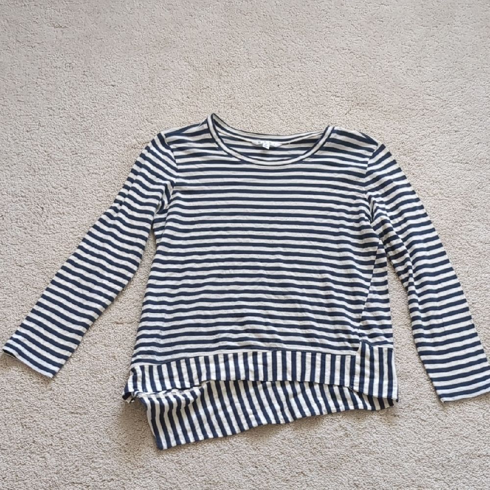 Cabi Asymmetrical Hem Striped Top Size M